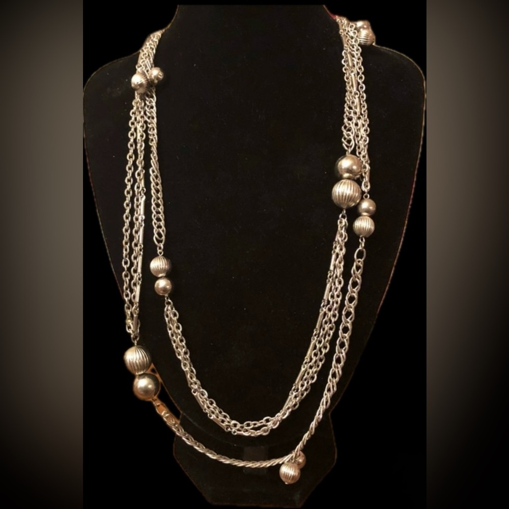 Elegant Tibetan Silver Multi-Layer Necklace 56” SO MANY WAYS TO WEAR IT